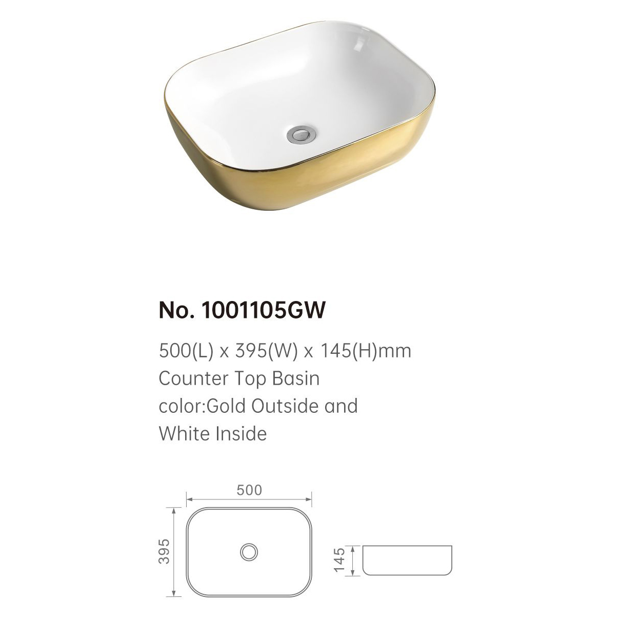 1001105GW COUNTER TOP WASH BASIN